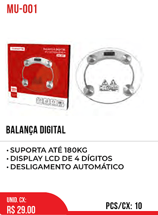 BALANÇA DIGITAL 10PÇ=29$