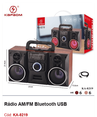 Rádio AM/FM Bluetooth USB R$162 PCS/cx:12