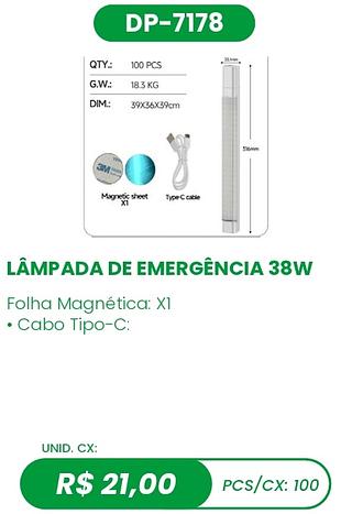 LÂMPADA DE EMERGÊNCIA 38W 100PÇ=21$