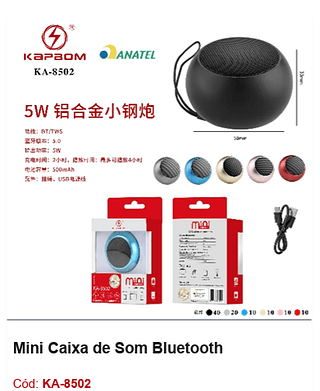 Mini Caixa de Som Bluetooth R$11,7 PCS/Cx:100
