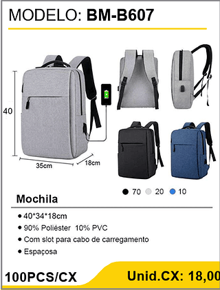 Mochila 100PCS/CX Unid.CX: 18,00