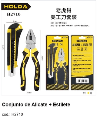 Conjunto de Alicate + Estilete R$ 13,5 PC/CX:80