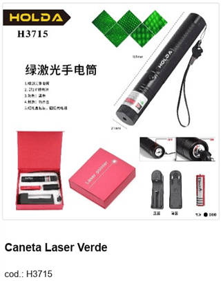 Caneta Laser Verde R$ 18 PC/CX:100