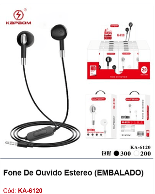 Fone De Ouvido Estereo R$2,79 PCS/cx:500