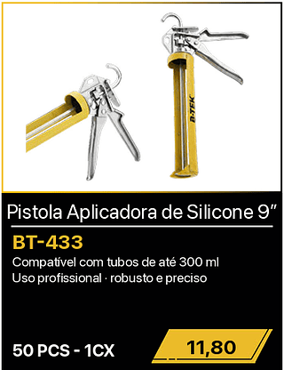 Pistola Aplicadora de Silicone 9” 50PCS R$11,80
