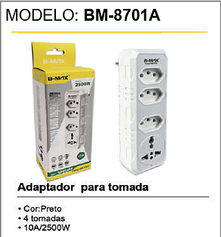 Adaptador para tomada 60PCS/CX Unid. CX: 12,50