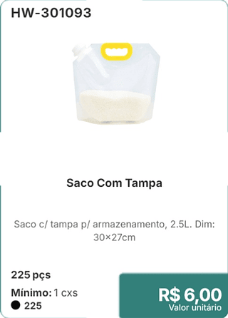 Saco Com Tampa 225 pçs R$ 6,00