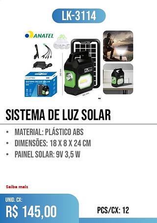 sistema de luz solar 12pç=145$