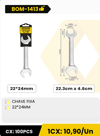 CHAVE FIXA 22*24MM CX: 100PCS 1CX: 10,90/Un