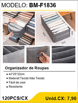 Organizador de Roupas 120PCS/CX Unid.CX: 7,90