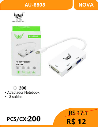 Adaptador Notebook PCS/CX:200 R$12