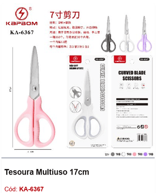 Tesoura Multiuso 17cm R$ 6,3 PCS/Cx: 360