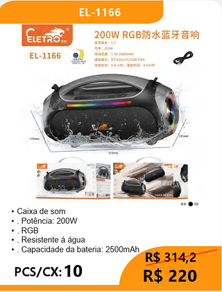 CAIXA DE SOM PCS/CX:10 R$220