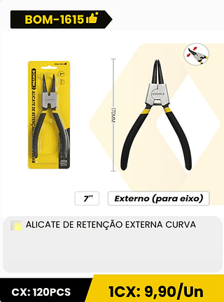 ALICATE DE RETENÇÃO EXTERNA CURVA CX: 120PCS 1CX: 9,90/Un