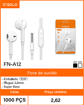 Fone de ouvido Caixa 1000 PCS Preco Unitario 2,62