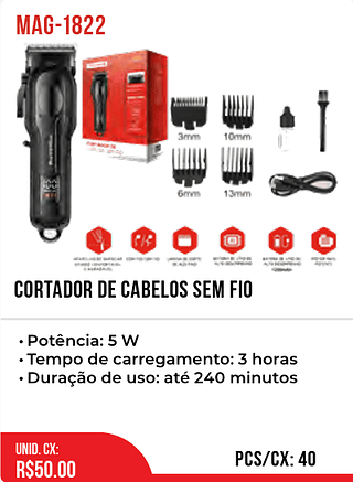 Cortador De Cabelos Sem Fio 40pç=50$