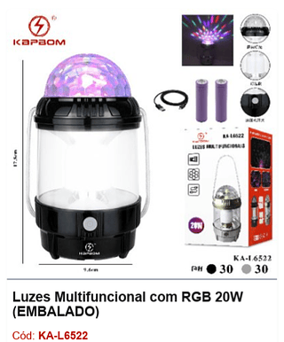 Luzes Multifuncional com RGB 20W R$ 20,7 PCS/cx: 60