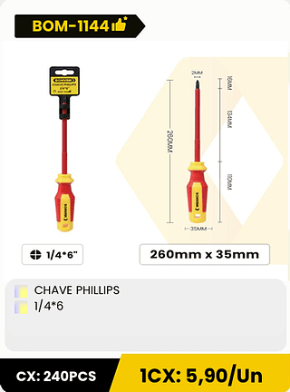 CHAVE PHILLIPS 1/4*6 CX: 240PCS 1CX: 5,90/Un