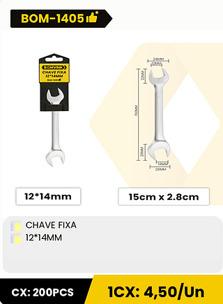 CHAVE FIXA 12*14MM CX: 200PCS ICX: 4,50/Un