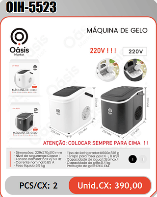 MAQUINA DE GELO PCS/CX: 2 Unid.CX: 390,00
