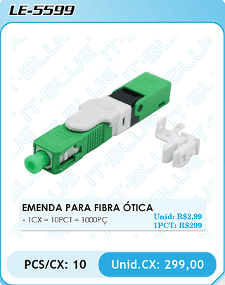 EMENDA PARA FIBRA ÓTICA PCS/CX: 10 Unid.CX: 299,00