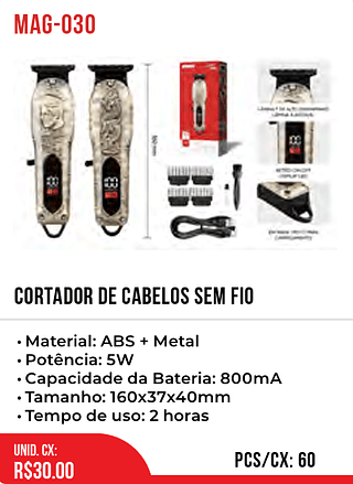 Cortador De Cabelos Sem Fio 60pç=30$