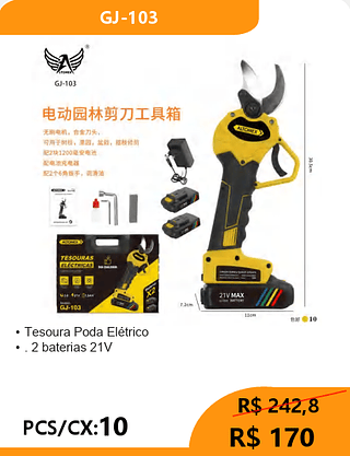 Tesoura Poda Elétrico PCS/CX:10 R$ 170