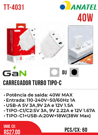 Carregador Turbo tipo-c 60pç=27$