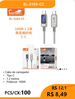 CABO TPC-TPC PCS/CX:100 R$8,49
