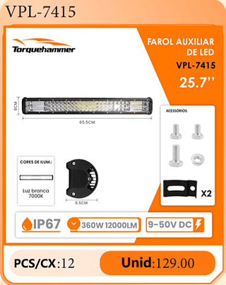 FAROL AUXILIAR DE LED 25.7" PCS/CX:12 Unid:129.00