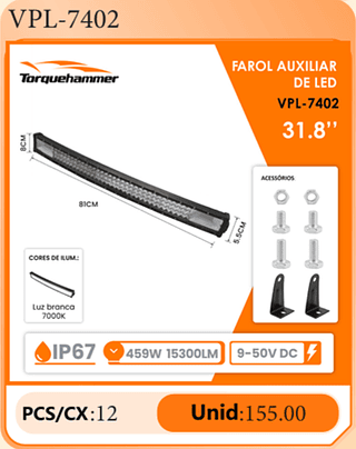 FAROL AUXILIAR DE LED 31.8" PCS/CX:12 Unid:155.00
