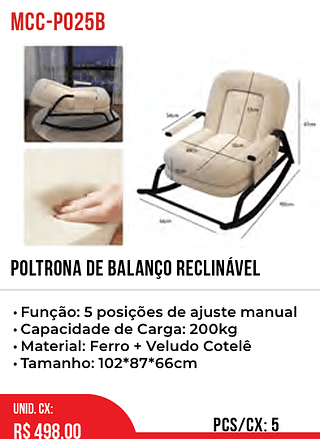 Poltrona De Balanço Reclinável 5pç=498$