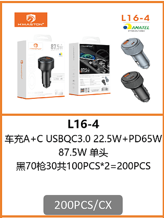 FONTE VEICULAR USB+TIPO C 200PCS/CX R$:14,52
