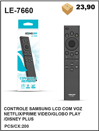 CONTROLE SAMSUNG LCD COM VOZ NETFLIX/PRIME VIDEO/GLOBO PLAY /DISNEY PLUS 200PÇ=23,9$
