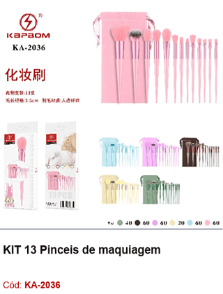 KIT 13 Pinceis de maquiagem R$ 5,4 PCS/Cx: 300