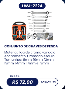 CONJUNTO DE CHAVES DE FENDA UNID. CX: R$ 72,00 PCS/CX: 20