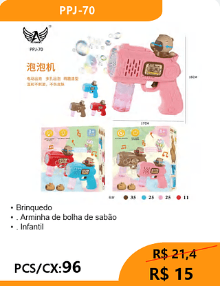 Arminha de bolha de sabão PCS/CX:96 R$ 15