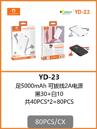 POWER BANK 5000mAh 80PCS/CX R$:27,93