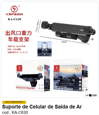 Suporte de Celular de Saída de Ar R$ 8,1 PC/CX:200