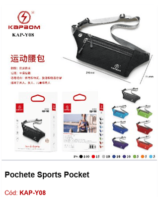 Pochete Sports Pocket R$ 9 PCS/CX: 200