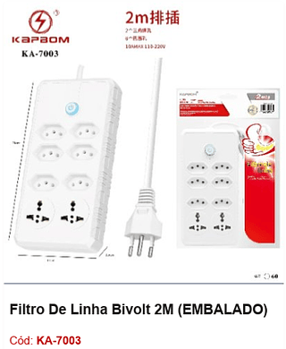 Filtro De Linha Bivolt 2M R$ 27 PCS/CX:60