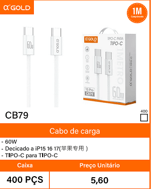 Cabo de carga Caixa 400 PCS Preco Unitario 5,60