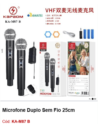 Microfone Duplo Sem Fio 25cm R$76,5 PCS/CX:20