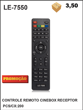 CONTROLE REMOTO CINEBOX RECEPTOR 200PÇ=3,5$