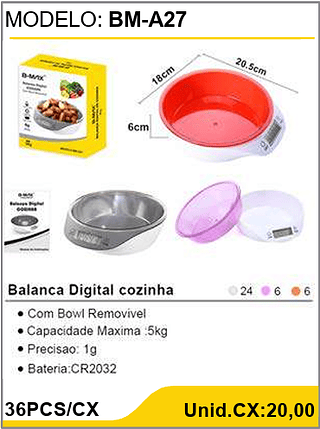 Balanca Digital cozinha 36PCS/CX Unid.CX:20,00