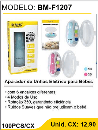Aparador de Unhas Elétrico para Bebês 100PCS/CX Unid. CX: 12,90
