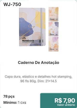 Caderno De Anotação 78 pçs R$ 7,90
