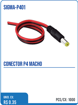 CONECTOR P4 MACHO UNID. CX: R$ 0.35 PCS/CX: 1000