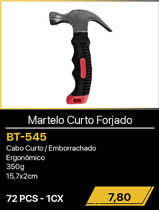 Martelo Curto Forjado 72PCS R$7,80
