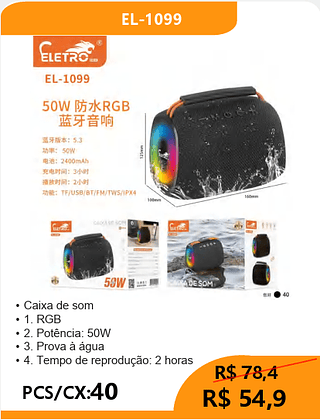 CAIXA DE SOM PCS/CX:40 R$54,9
